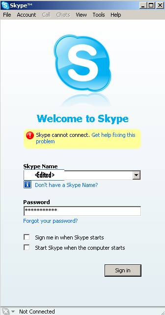 Skype cannot connect anymore