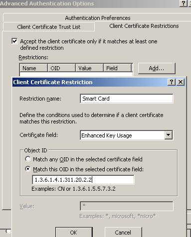 Client Certificate Restriction