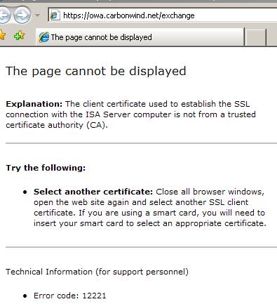 ISA does not accept a certificate issued by TESTSTDCA