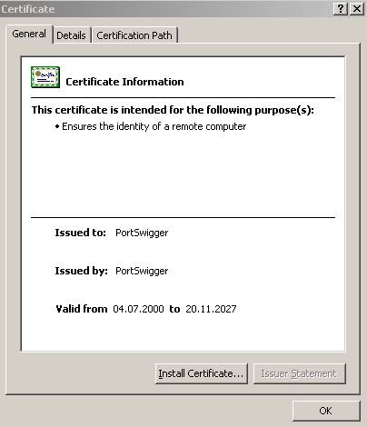 The certificate is fine except…