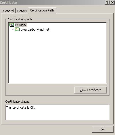 The “Certification Path” from the web server certificate