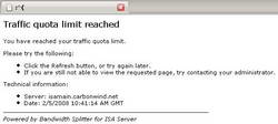 Bandwidth Splitter "Traffic Quota Limit Reached" Error Page