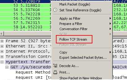 Wireshark "Follow TCP Stream"