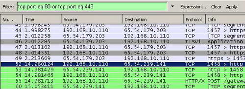 Wireshark "tcp.port eq 80 or tcp.port eq 443" Filter