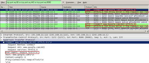 Wireshark "Connect www.google:443" Blocked