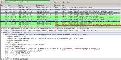 Wireshark Capture Windows Live Messenger Blocked