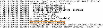 ISA - > Cisco 3620 Router Oakley.log: NO-PROPOSAL-CHOSEN