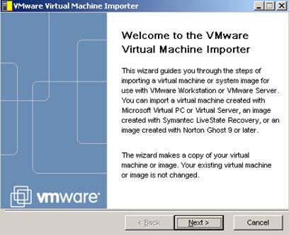 Import Wizard VMware Server