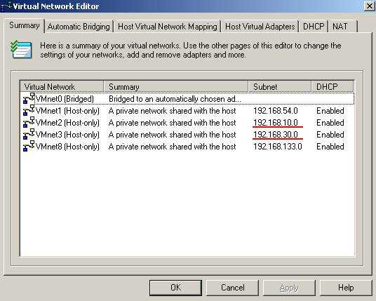 VMware Virtual Server Virtual Network Editor(Summary)