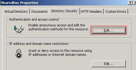 SharedDoc Directory Security Tab