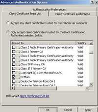 Specify the CAFrom Which ISA Accepts User Certificates