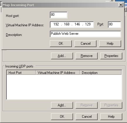 VMware Virtual Server Virtual Network Editor: NAT(Edit/Port Forwarding Options)