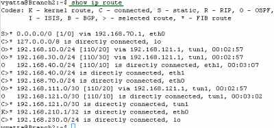 Vyatta Branch2 GRE/IPsec: Routing Table