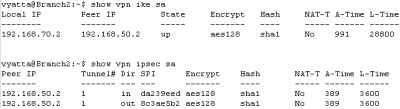 Vyatta Branch2 GRE/IPsec: VPN Info